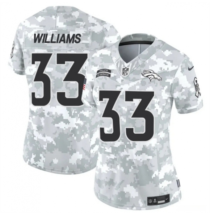 Women's Denver Broncos #33 Javonte Williams 2024 F.U.S.E Arctic Camo Salute To Service Limited Stitched Jers