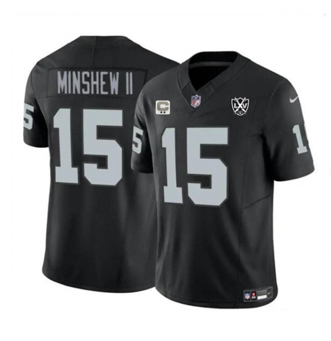 Men's Las Vegas Raiders #15 Gardner Minshew II Black 2024 F.U.S.E 65th Anniversary Vapor Stitched Football Jersey