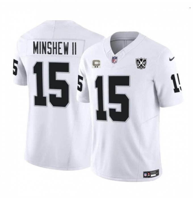 Men's Las Vegas Raiders #15 Gardner Minshew II White 2024 F.U.S.E 65th Anniversary Vapor Stitched Football Jersey