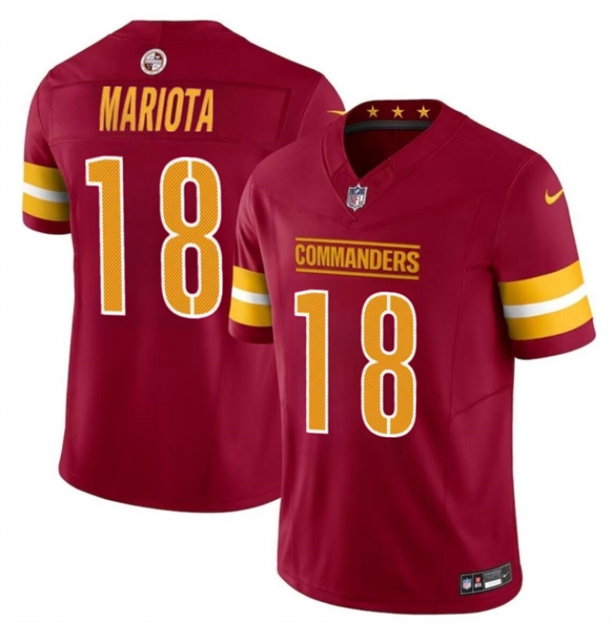 Men's Washington Commanders #18 Marcus Mariota Burgundy 2024 F.U.S.E Vapor Limited Stitched Football Jersey