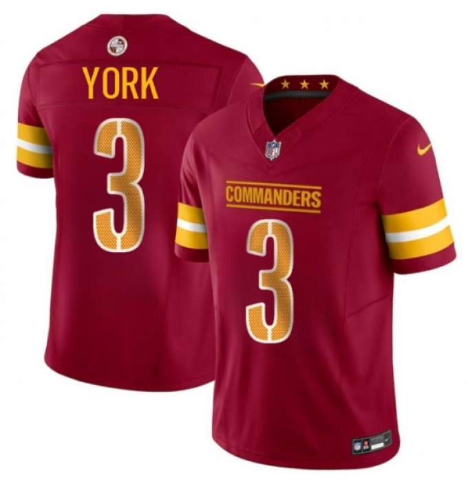 Youth Washington Commanders #3 Cade York Burgundy 2024 F U S E Vapor Limited Stitched Football Jersey