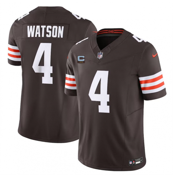 Men's Cleveland Browns #4 Deshaun Watson Brown 2024 F.U.S.E. With 2-Star C Vapor Untouchable Limited Stitched Jersey