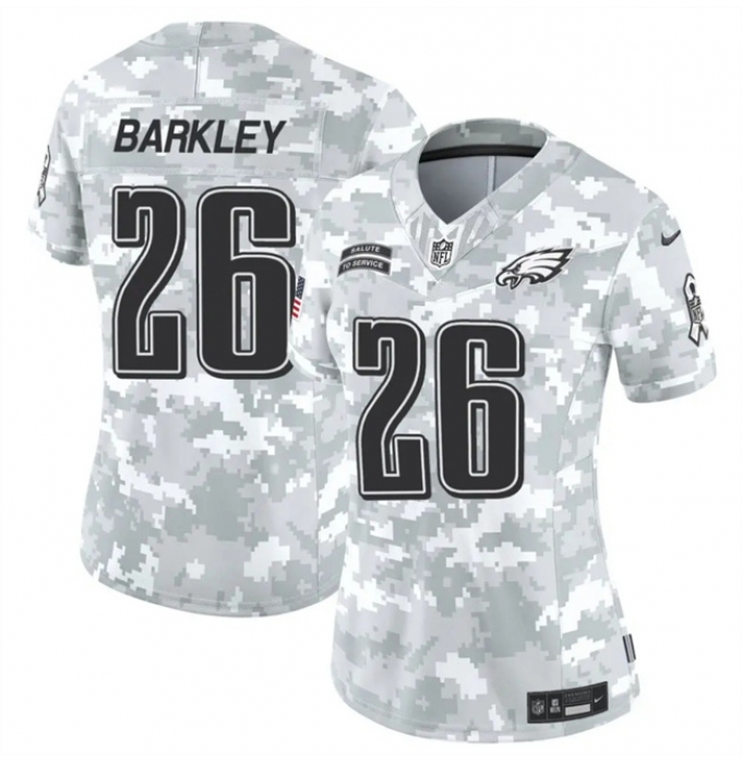 Women's Philadelphia Eagles #26 Saquon Barkley 2024 F.U.S.E Arctic Camo Salute To Service Limited Stitched Jersey(Run Small)