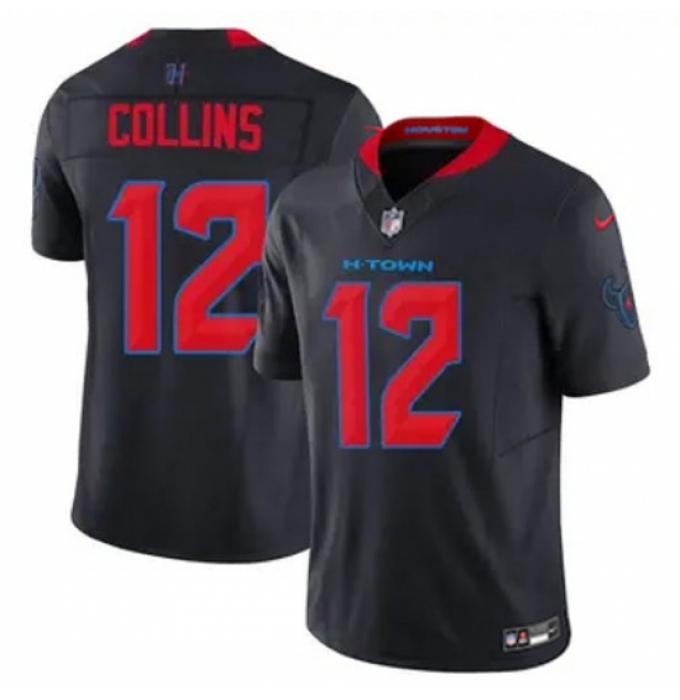 Men's Houston Texans #12 Nico Collins Navy 2024 2nd Alternate F U S E Vapor Stitched Jersey