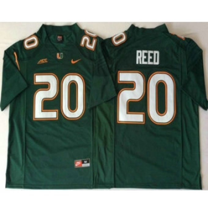 Men's Miami Hurricanes #20 Ed Reed Green Stitched NCAA Nike College Football Jersey