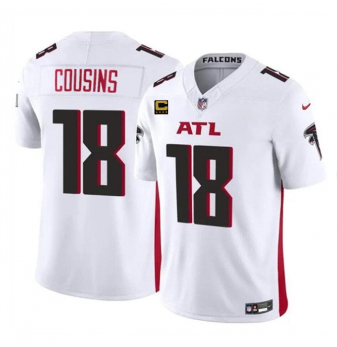 Men's Atlanta Falcons #18 Kirk Cousins White 2024 F.U.S.E With 4-Star C Vapor Untouchable Limited Stitched Football Jersey