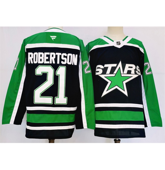 Men's Dallas Stars #21 Jason Robertson Black 2024-25 Reverse Retro Stitched Jersey