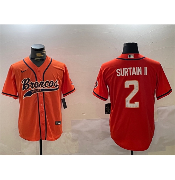 Men's Denver Broncos #2 Pat Surtain II Orange Cool Base Stitched Baseball Jerseys