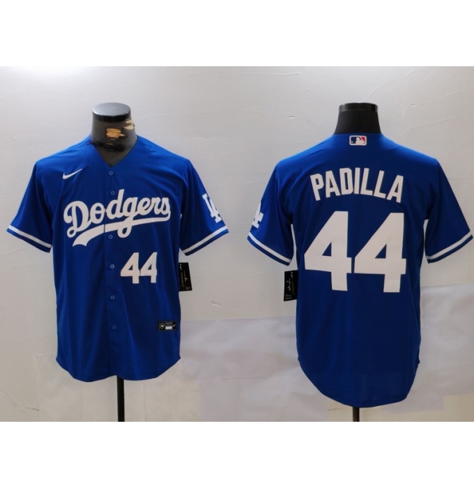 Men's Los Angeles Dodgers #44 Vicente Padilla Number Blue Cool Base Stitched Jerseys