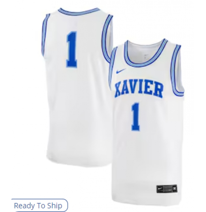 Men's Nike #1 White Xavier Musketeers Replica Basketball Jersey