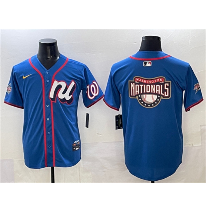 Men's National League Washington Nationals Team Big Logo Blue 2025 All-Star Edition Limited Stitched Baseball Jersey