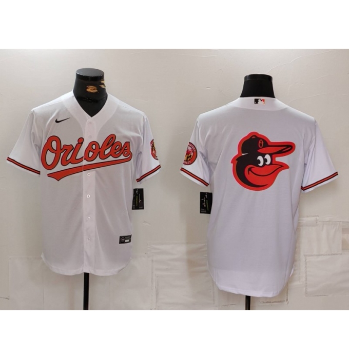 Men's Baltimore Orioles Big Logo White 2024 Home Limited Cool Base Stitched Baseball Jersey