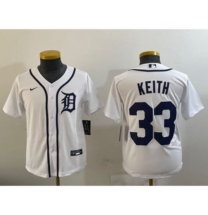 Youth Detroit Tigers #33 Colt Keith White Cool Base Stitched Jersey