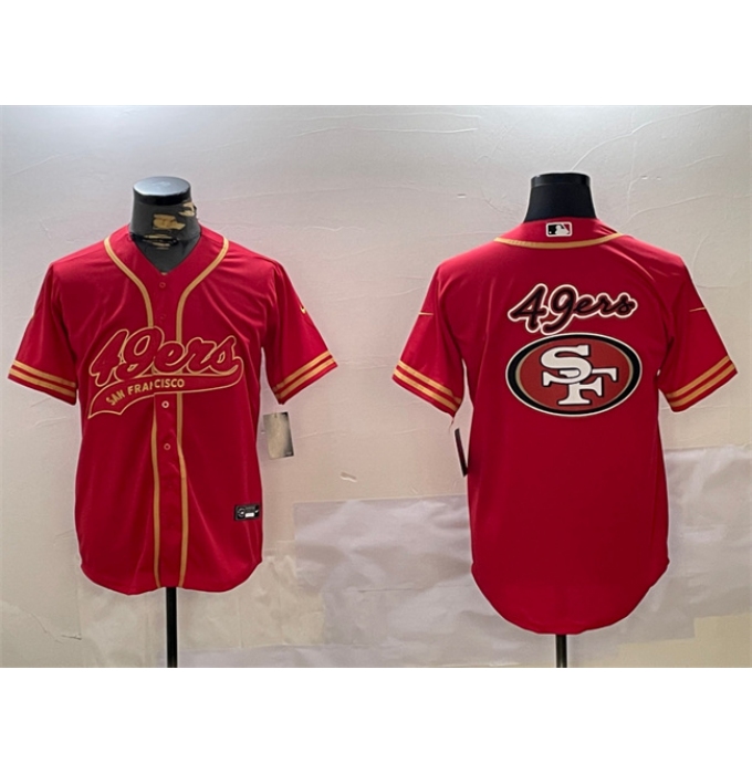 Men's San Francisco 49ers Team Big Logo Red Cool Base Stitched Baseball Jersey