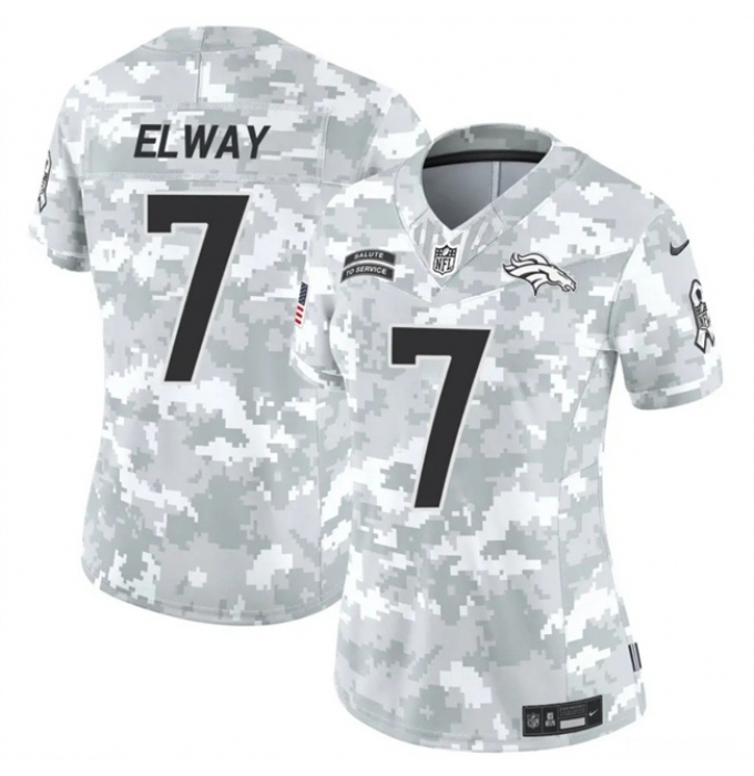 Women's Denver Broncos #7 John Elway 2024 F.U.S.E Arctic Camo Salute To Service Limited Stitched Jersey(Run Small)