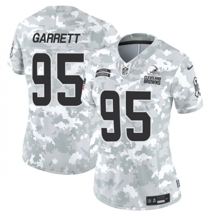 Women's Cleveland Browns #95 Myles Garrett 2024 F.U.S.E Arctic Camo Salute To Service Limited Stitched Jersey(Run Small)