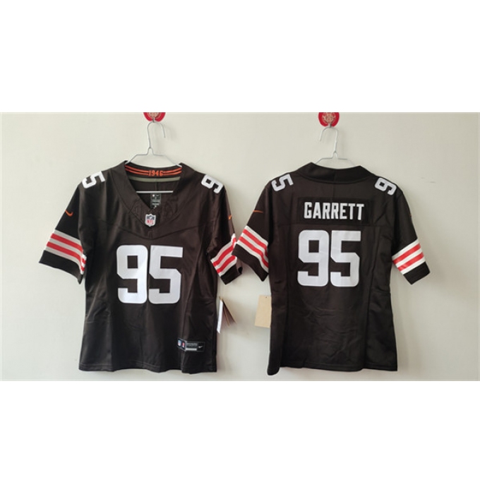 Women's Cleveland Browns #95 Myles Garrett Brown 2024 F.U.S.E Stitched Jersey(Run Small)