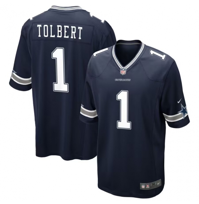 Men's Dallas Cowboys #1 Jalen Tolbert Navy Blue Vapor Limited Jersey