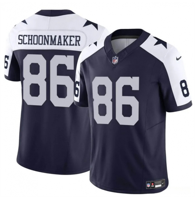 Men's Dallas Cowboys #86 Luke Schoonmaker Navy White Thanksgiving Vapor Untouchable Limited Stitched Football Jersey