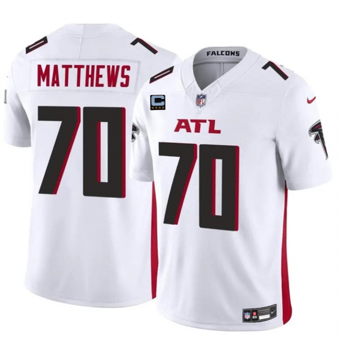 Men's Atlanta Falcons #70 Jake Matthews White 2024 F.U.S.E With 4-Star C Vapor Untouchable Limited Stitched Football Jersey