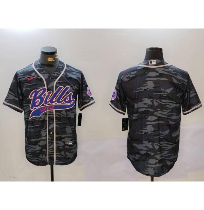 Men's Buffalo Bills blank Camo Team Cool Base Stitched Baseball Jersey