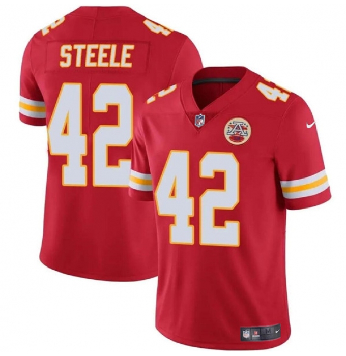 Men's Kansas City Chiefs #42 Carson Steele Red Vapor Untouchable Limited Football Stitched Jersey